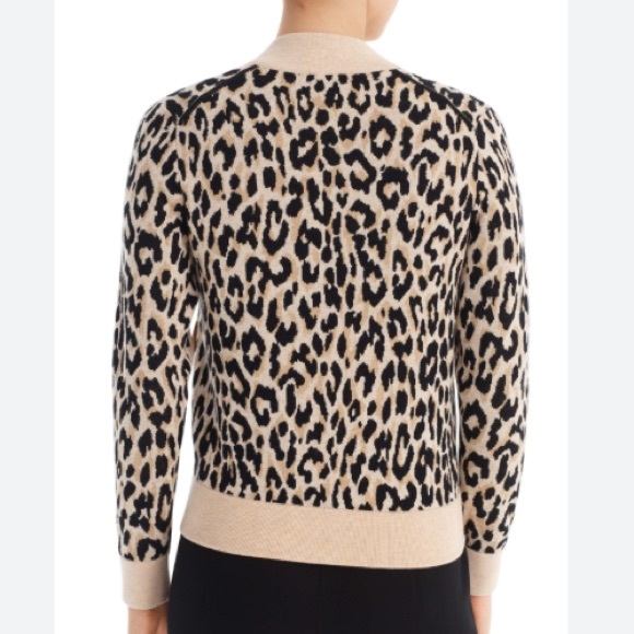 Like New J. Crew Leopard Bomber Jacket Sweater Zip Cardigan - Picture 2 of 8